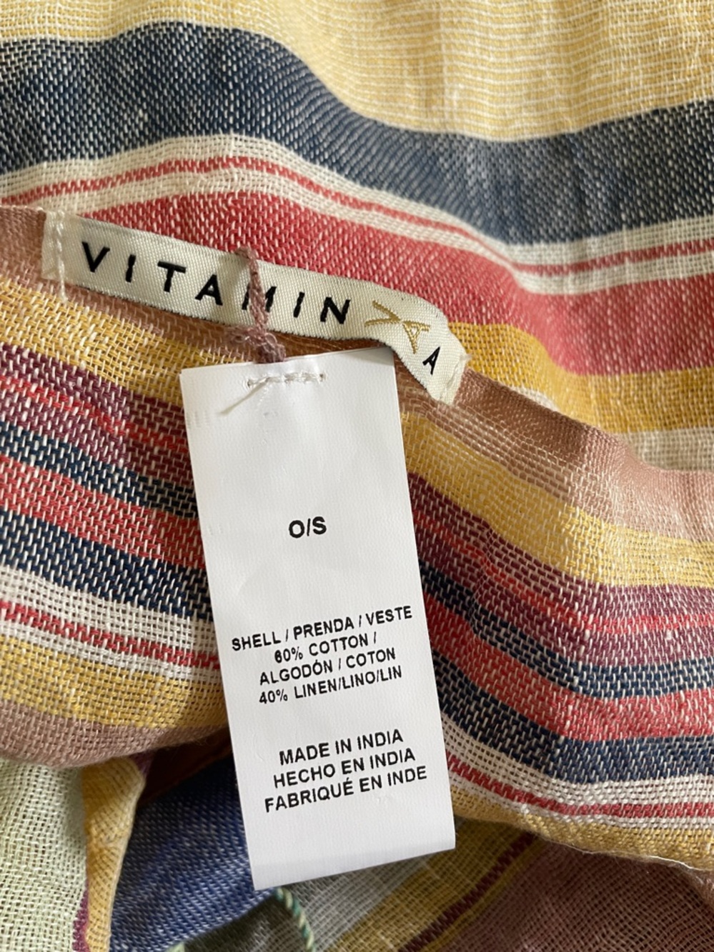 Vitamin A linen mix pareo wrap scarf XL new beach cover sarong - Picture 7 of 7